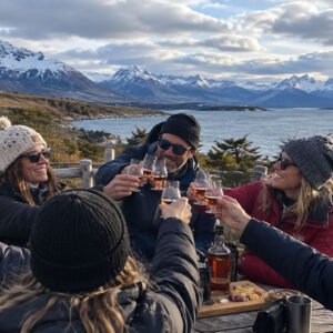 Degustación Rye de Paso de las Piedras frente a Lago Fagnano